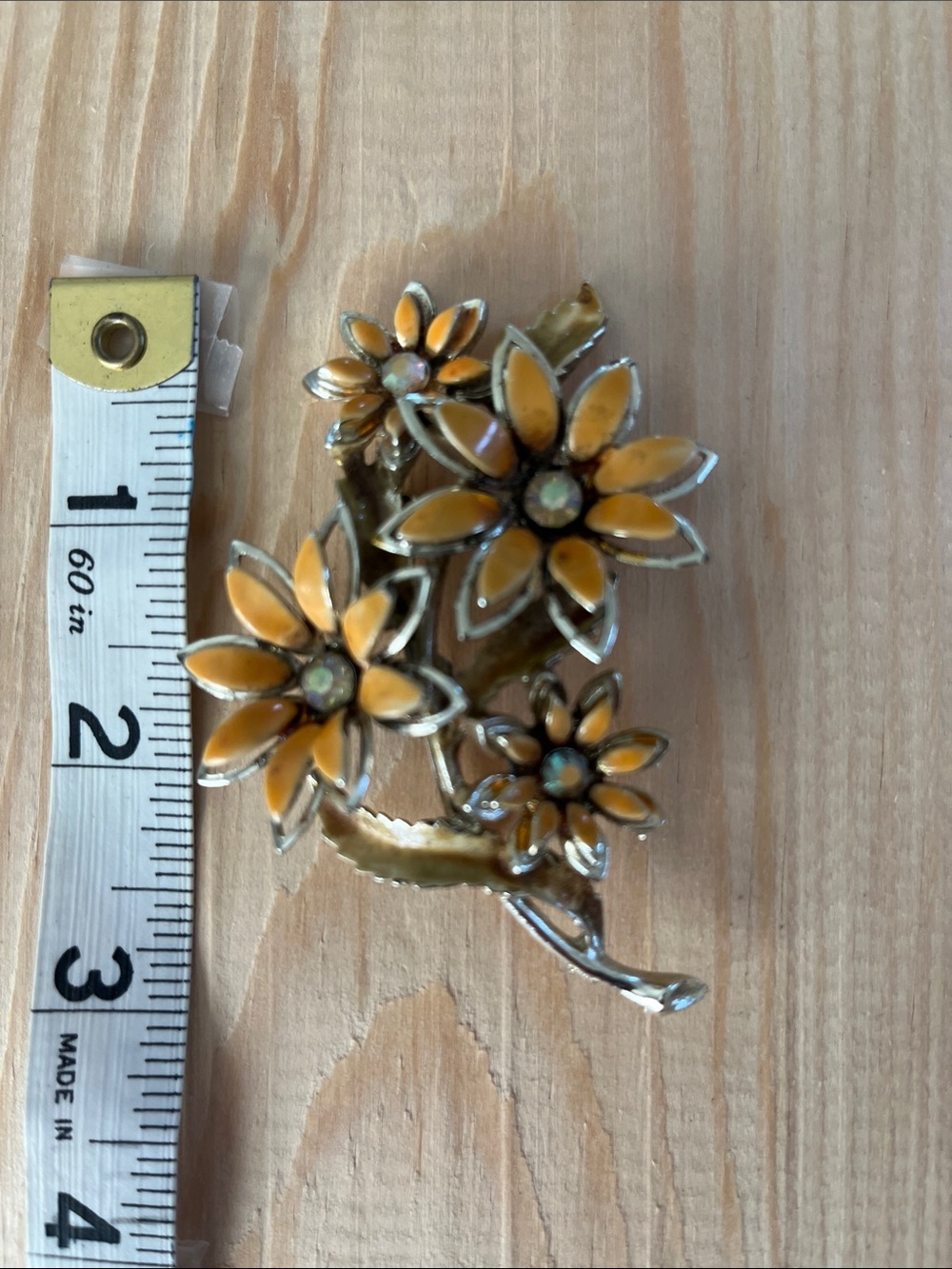 Coro Vintage Yellow Floral Enamel Brooch